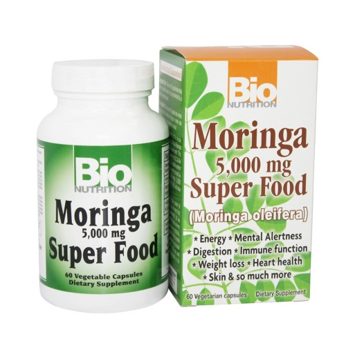 바이오 뉴트리션 모링가 슈퍼푸드 5,000mg 60캡슐 / Bio Nutrition Moringa Super Food (Moringa oleifera) 5,000 mg. - 60 Vegetable Capsules