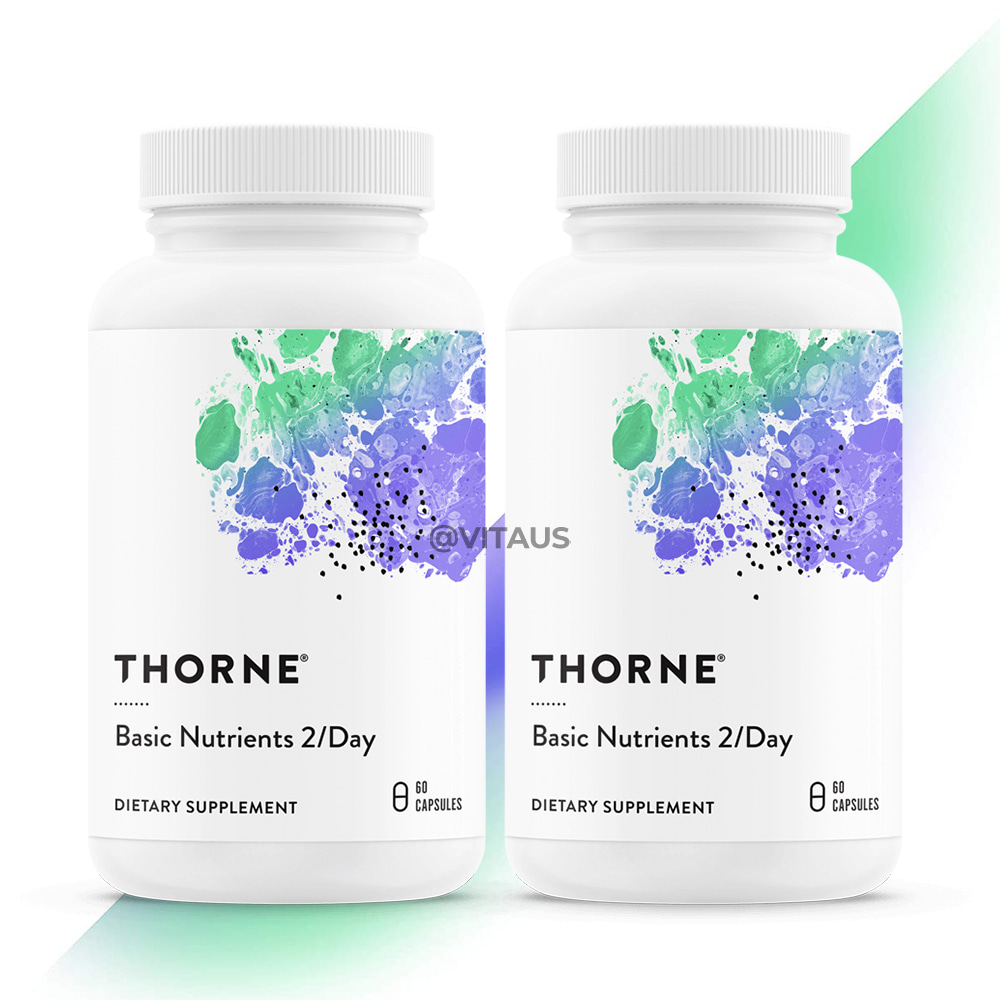 Thorne 쏜리서치 쏜땡땡 Basic Nutrients 베이직 뉴트리언트 2 Day 투퍼데이 60캡슐 2병